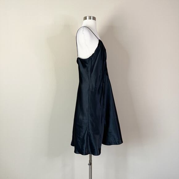 Vintage | 90s Heart Cut Out Black Satin Erika Taylor Lingerie Dress Night Gown L - Picture 4 of 7